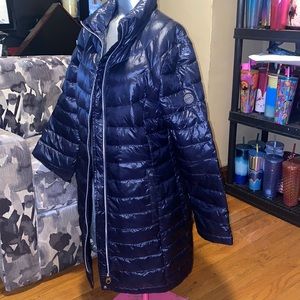 Calvin Klein lightweight packable navy blue premium down coat
